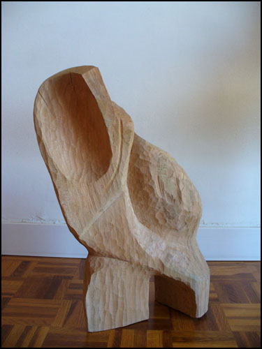 2008 - Réflexions | Matériaux : Bois de Frêne | Techniques : Taille directe | Dimensions : 50 x 38 x 20 cm | Poids : 6 kg